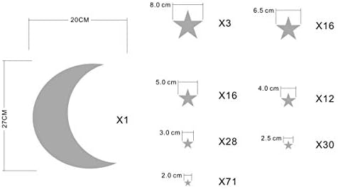 Moon and Stars Wall Decal Vinyl Sticker for Kids Boy Girls Baby Room Decoration Good Night Nursery Wall Decor Home House Bedroom Design YMX16 (Gray)
