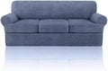 4 Piece T Cushion Sofa Slipcovers Stretch Couch Slip Cover for 3 Cushion Couch Sofa, Machine Washable for Living Room (Blue Gray, 3 Cushions)