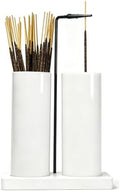 2 in 1 Incense Holder for Sticks,Glass Incense Burner Holder with Storage,Upside Down Incense Holder for Sticks with Glass Ash Catcher for Meditation Yoga Spa Room Home Decor[2 Long Full White]