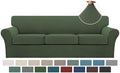Turquoize 4 Piece Sofa Covers for 3 Cushion Couch Sofa Slipcover Soft Couch Cover for Dogs-Washable Sofa Furniture Covers with 3 Individual Large Cushion Covers (XL Sofa, Bronze Green)