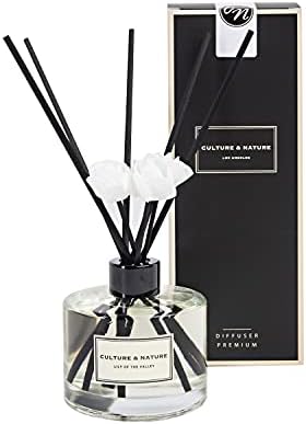 CULTURE & NATURE Reed Diffuser Set 6.7oz (200ml) Lily of the Valley Scented Diffuser with Sticks Home Fragrance Reed Diffuser for Bathroom Shelf Decor