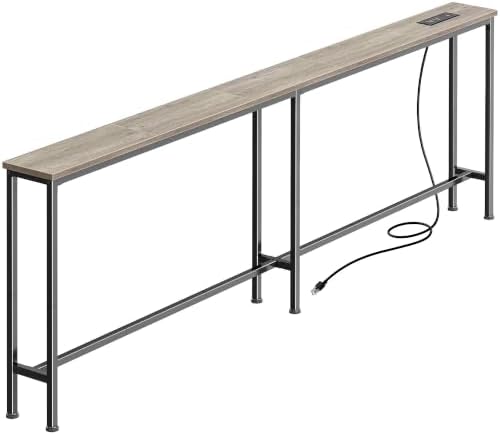 Huuger 70.8 Inch Console Table, Skinny Sofa Table with Charging Station