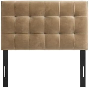 Modway Lily Faux Leather Twin Size Headboard with Biscuit Tufting in Toast - Vegan Leather Upholstery with Padded Design and 5 Height-Adjustable Mounts