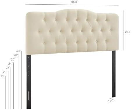 Modway Annabel Premium Linen Blend Full Headboard in Linen - Soft Fabric Headboard Only with Diamond Button Tufting and 7 Height-Adjustable Positions