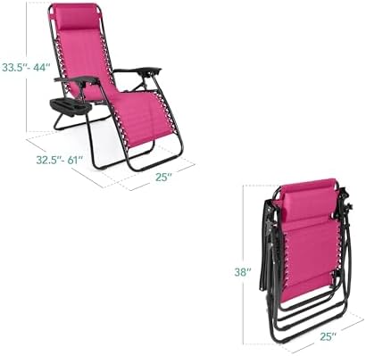 Best Choice Products Zero Gravity Chair Recliner, Hot Pink