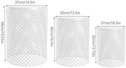 Metal Frame Accent Table,Cylindrical Outdoor Side Table,Decorative Garden Stool,Set of 3 Nesting Side Table,Modern Decorative Garden Stool for Patio Balconies Cafes Parks (3, White)