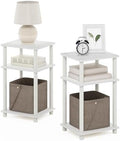 Furinno JUST Set of 2 Toolless 3-Tier Night Stand, White
