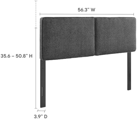 Modway Lindee Full Size Upholstered Headboard with Oatmeal Boucle Fabric - Modern Fabric Full Headboard with Height-Adjustable Mounting Positions - Padded Pillow Style