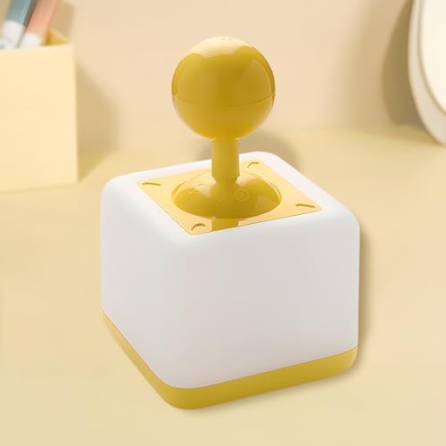 Rocker Night Light Lamp, 2-Speed Timer Bedside Lamp Rechargeable USB LED Companion Light with Joystick Design, DIY Emoji Stickers, 30-Minute Timer, Side Table Light for Bedroom (Yellow)