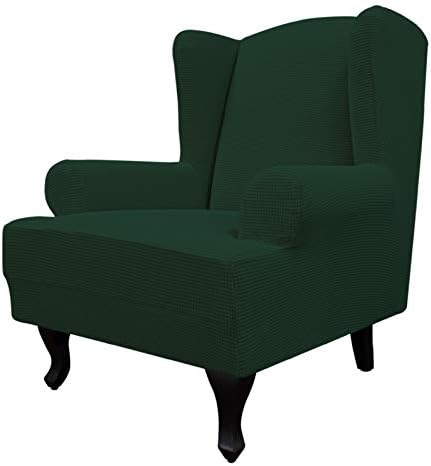 Easy-Going Stretch Large Wingback Chair Sofa Slipcover Dark Green