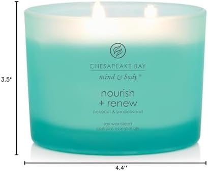 Chesapeake Bay Candle Mind & Body 3-Wick Coffee Table Jar Candle Nourish + Renew (Coconut & Sandalwood)