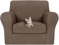 MAXIJIN 2 Piece Chair Covers Chair Slipcover with Arms, Sofa Chair Cover for Living Room Armchair Cover, Stretch Pet Dog Slip Cover for A Chair with 1 Cushion (31"-46", Brown)