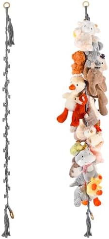 CERETIA 80" Stuffed Animal Organizer Chain, Wall Corner Storage, Grey,2pcs