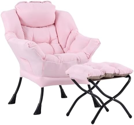 LITA Lazy Chair with Ottoman, Comfy Accent Reading Chair