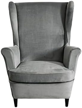 HAOYONG Velvet Wingback Armchair Covers 2-Piece Elastic Stretch Wingback Chair Sofa Slipcover Soft Wingback Chair Slipcover Washable Armchair Protector Cover for Living Room Wedding and Party