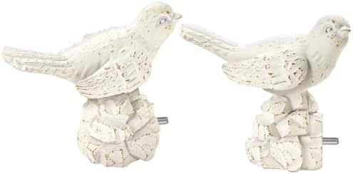 1 or 7/8 Inch Bird-Shaped Decorative Finials for Curtain Rods White Curtain Rod Ends Metal Curtain Rod Finials Ends Easy to Install Set of 2 Rod End