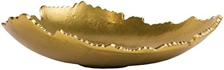 Red Co. 12” Decorative Antique Golden Allure Torn Metal Centerpiece Bowl with Sculpted Edges