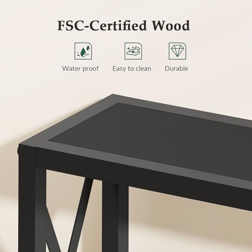 Gewudraw Narrow Console Table with Socket, Sofa Table Behind Couch, Black