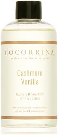COCORRÍNA Reed Diffuser Refill - Cashmere Vanilla 6.7 Fl.oz Reed Diffuser Refill with 8 Sticks
