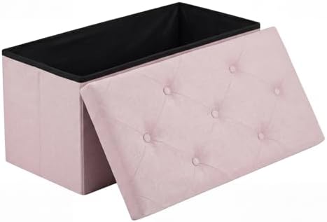 DUMOS 30 Inch Foldable Storage Ottoman Bench, Large Ottoman with Storage