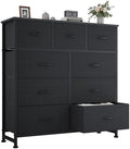 OLIXIS 9 Drawer Black Dresser for Bedroom, Closet Organizer Storage Tower