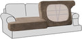 H.VERSAILTEX Stretch Velvet 2 Piece T Cushion Sofa Slipcovers for Living Room Individually Sofa Covers for 2 Cushion Seat Cushion Covers Stay with Elastic Bands (Sofa, Mocha)