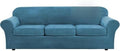 H.VERSAILTEX High Stretch Sofa Slipcover 4 Piece Cover Velvet Furniture Protector Form Fit Thick Velvet Extra Large Sofa Cover for 3 Cushion Couch Width Up to 97 Inch (Large Sofa, Peacock Blue)