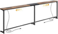 Huuger 78.7-94.5'' Extendable Behind Couch Table with Outlets, Rustic Brown