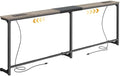 Huuger 63.4-78.3'' Extendable Behind Couch Table with Outlets, Oak