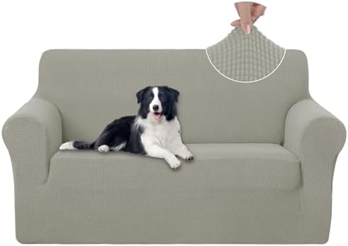 U-NICE HOME Loveseat Cover Stretch Couch Cover Sofa Slipcover, Taupe