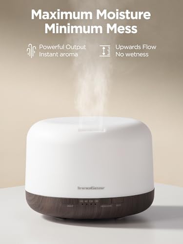 InnoGear 500ml Aromatherapy Diffuser for Home 10 Essential Oil Set, Brown