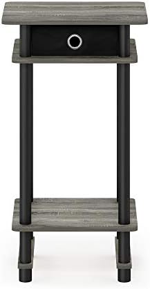 Furinno Turn-N-Tube Tall End Table, French Oak Grey/Black/Black