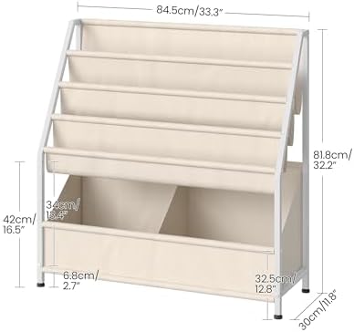 CHOEZON Kids Bookshelf, 4-Tier Bookshelf for Kids, Large Capacity Book and Toy Storage Organizer, Toddler Book Shelf for Kids Room, Nursery, Playroom, Beige TCW09WM