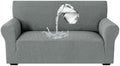 MAXIJIN Waterproof Loveseat Cover Couch Covers (55"-69"), Stretch Love Seat Sofa Slipcovers with Non Slip Elastic Bottom, Dog Pet Friendly Furniture Protector Washable (Medium, Light Gray)