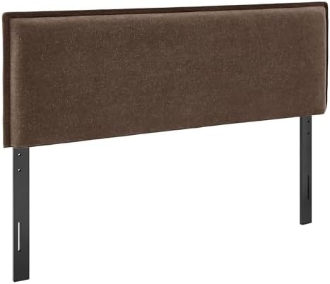 Modway Camille Queen Size Upholstered Linen Blend Headboard with Removable Slipcover – in Cocoa - Padded Pillow Style Headboard with Adjustable Mounting for Queen Beds