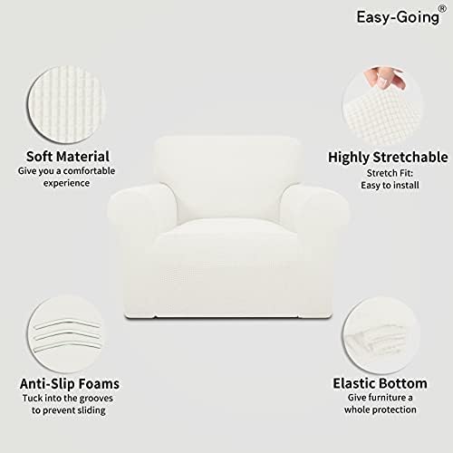 Easy-Going Stretch Chair Slipcover with Arm Washable Cream
