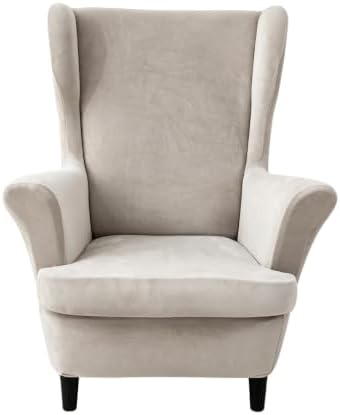 NILUOH Stretch Velvet Wingback Chair Slipcovers 2-Piece