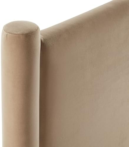 Modway Rael Twin Upholstered Headboard with Pillars in Taupe – Velvet Headboard – Stain-Resistant Performance Velvet Headboard for Twin Beds