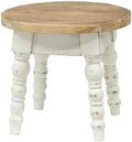 Vintage Solid Wood Step Stool, Round Farmhouse Wooden Stool, Easy Assembly for Kids, Plant Stand or Bathroom Kitchen French Country Shabby Chic Decor