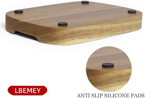 5.9 Inches Acacia Wood Spoon Rest For Stove Top - Smooth Rectangular Wooden Spoon Holder For Kitchen Counter with Non Slip Silicone Feet, Perfect Holder for Spoons, Brown, Labeled "Spoon"