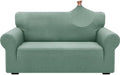 ZNSAYOTX 1 Piece Jacquard Couch Covers for 2 Cushion Couch High Stretch Loveseat Slipcover for Pets Dogs Anti Slip Love Seat Sofa Slipcover Furniture Protector (Medium,New Pattern Pea Green)