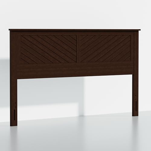 ComfIQ Serene Wood Panel Headboard with Chevron Scoring, King, Walnut