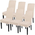 SearchI Dining Room Chair Covers Set of 6, Stretch Parsons Chair Slipcovers Super Fit Spandex Removable Washable Kitchen Chair Protector Cover for Dining Room, Hotel, Ceremony (Beige-Yellow)