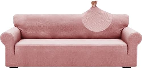 ZNSAYOTX 1 Piece Jacquard Couch Covers for 3 Cushion Couch High Stretch Sofa Cover for Pets Dogs Anti Slip Extra Large Sofa Slipcovers Furniture Protector (X-Large,New Pattern Rose)