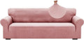 ZNSAYOTX 1 Piece Jacquard Couch Covers for 3 Cushion Couch High Stretch Sofa Cover for Pets Dogs Anti Slip Extra Large Sofa Slipcovers Furniture Protector (X-Large,New Pattern Rose)