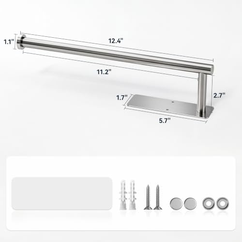 Paper Towel Holder,Self-Adhesive or Drilling， Brushed Nickel, 1 Pack
