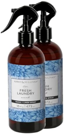 Abbey & Sullivan Linen Spray, Fresh Laundry Scent with Fresh Green Floral Musk, Pack of 2, 16 oz