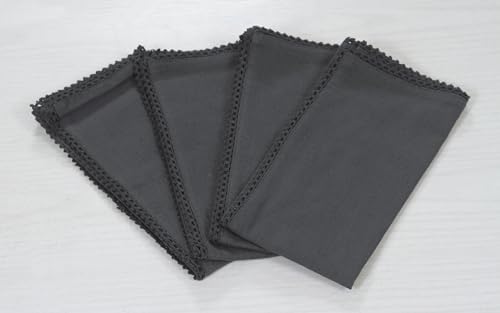 ACCENTHOME Grey Cloth Napkins Set of 6 18x18 inch Cotton Dinner Napkins - Washable Soft Premium Hotel Quality Reusable Napkins Perfect Table Napkins for Family Dinners, Weddings & Everyday Use