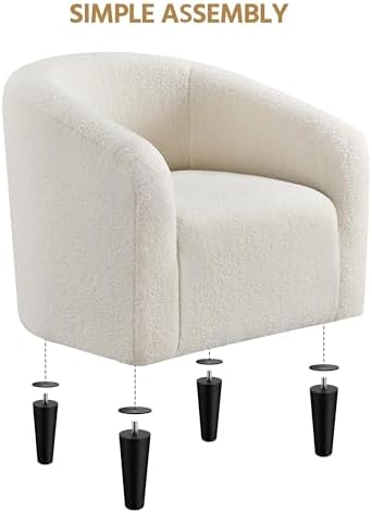 Yaheetech Small 25.5in Wide Sherpa Barrel Accent Chair for Bedroom, Ivory