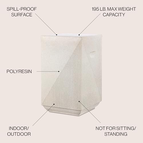 JONATHAN Y Adrian Outdoor Side Table Stool Polyresin 21", Cream Terrazzo